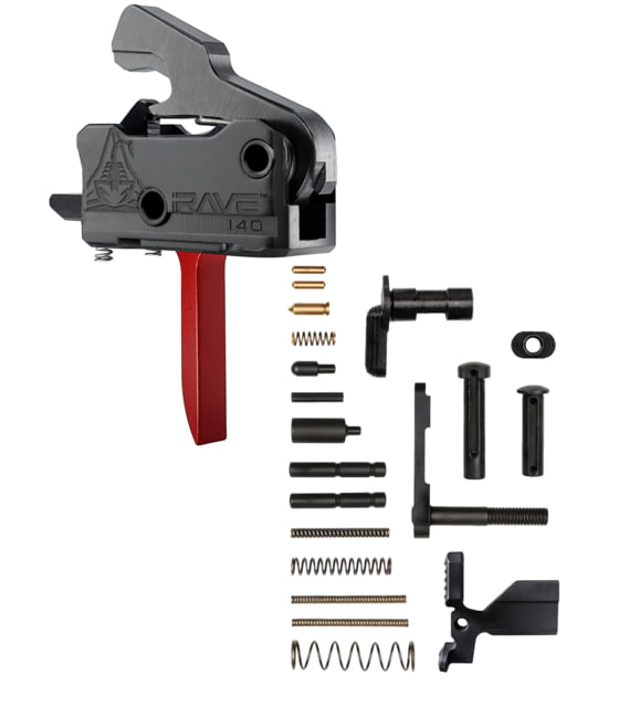 RISE Armament RAVE 140 w/ AR-15 Lower Parts Kit Flat 3.5lb Black/Red - RISE Armament