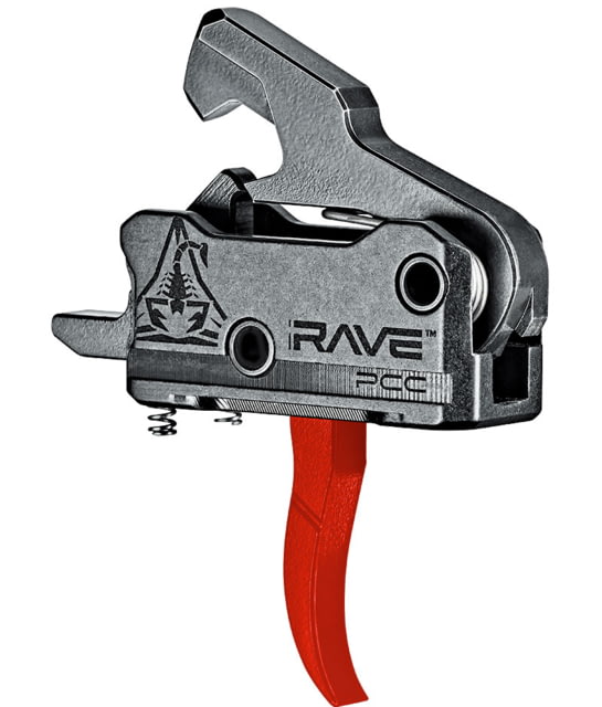 Rise Armament Rave 9 mm PCC Trigger with Anti-Walk Pins, Curved, 3.5lb Pull Weight, Anodized, Black/Red, T017-PCC-RED