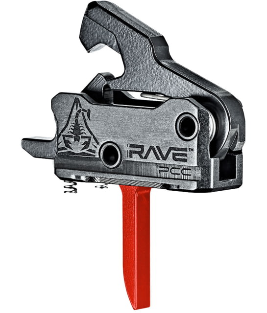 Rise Armament Rave 9 mm PCC Trigger with Anti-Walk Pins, Flat, 3.5lb Pull Weight, Anodized, Black/Red, T017F-PCC-RED