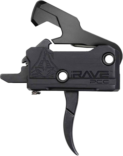 Rise Armament Rave 9mm PCC Trigger with Anti-Walk Pins, Curved Blade, Black, T017-PCC-BLK