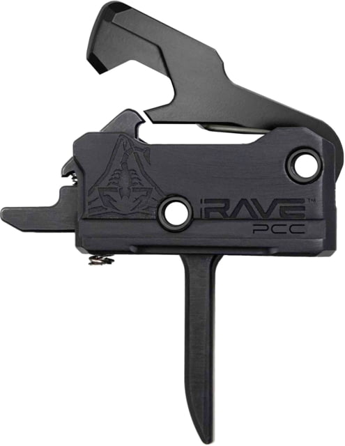 Rise Armament Rave 9 mm PCC Trigger with Anti-Walk Pins, Flat Blade, Black, T017F-PCC-BLK