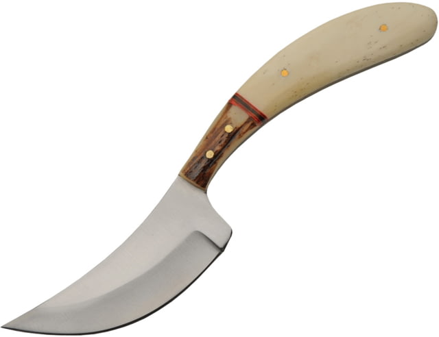 Rite Edge Curved Stag Skinner 3.75 in Fixed Blade Knife Natural smooth bone