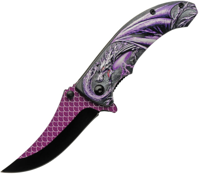 Rite Edge Dragon Scale Linerlock A/O CN 3.25 in Assisted Opening Folding Knife Black ABS