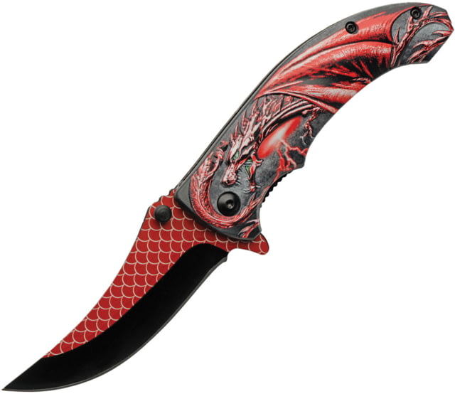 Rite Edge Dragon Scale Linerlock A/O CN 3.25 in Assisted Opening Folding Knife Black ABS - Rite Edge