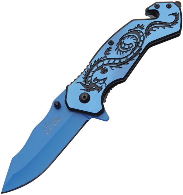 Rite Edge Flying Dragon Linerlock 3.50 in Folding Knife Blue aluminum - Rite Edge