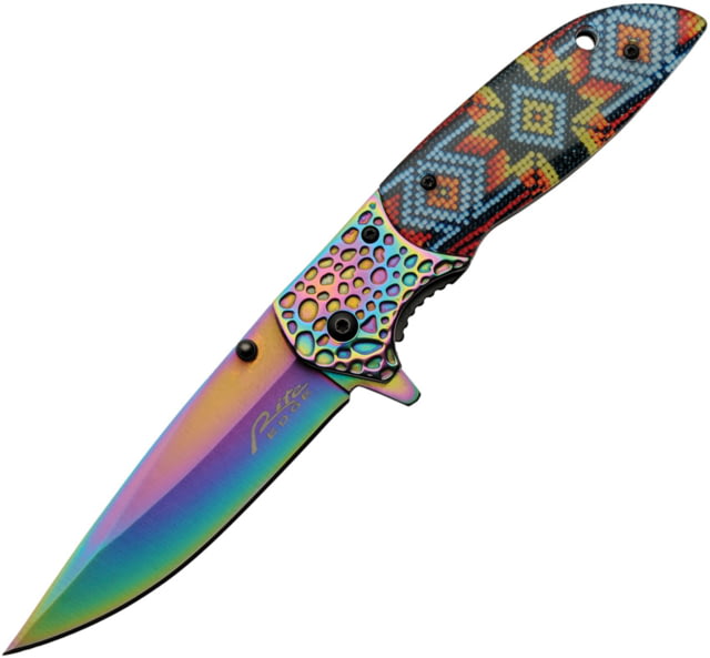 Rite Edge Native Beads Linerlock A/O 3.75 in Assisted Opening Folding Knife Acrylic