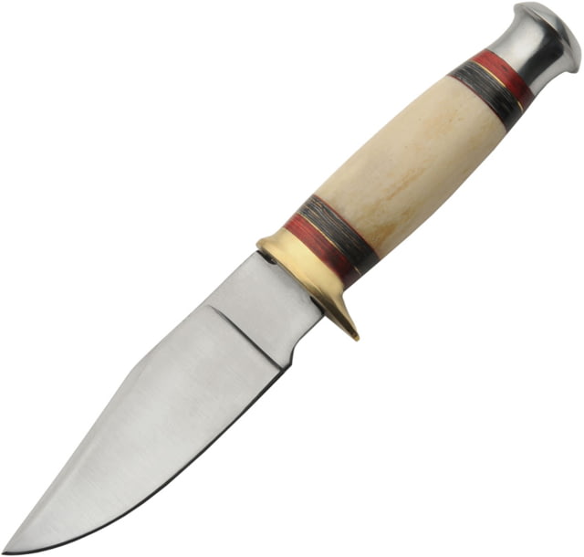 Rite Edge Stream Hunter 5.00 in Fixed Blade Knife Smooth bone brown and red pakkawood
