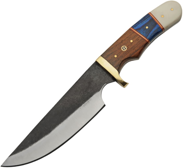 Rite Edge Whitetail Hunter 6.00 in Fixed Blade Knife Brown and blue pakkawood and white resin