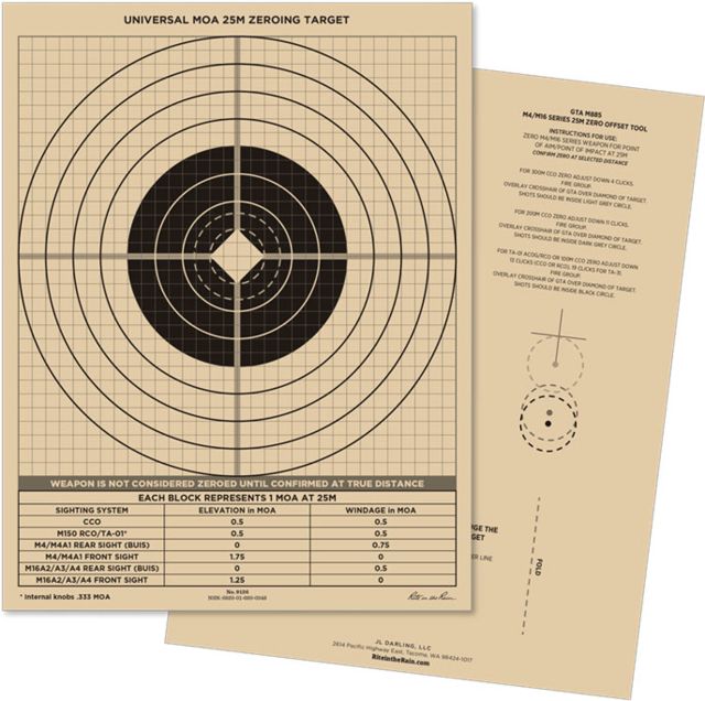 Rite in the Rain 25 Meter Zeroing Paper Target MOA 100 Sheets Tan - Rite In The Rain