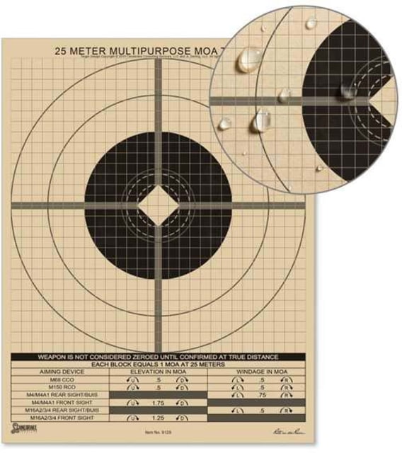 Rite in the Rain 25 Meter Zeroing Target - True-moa Multipurpose - Rite In The Rain