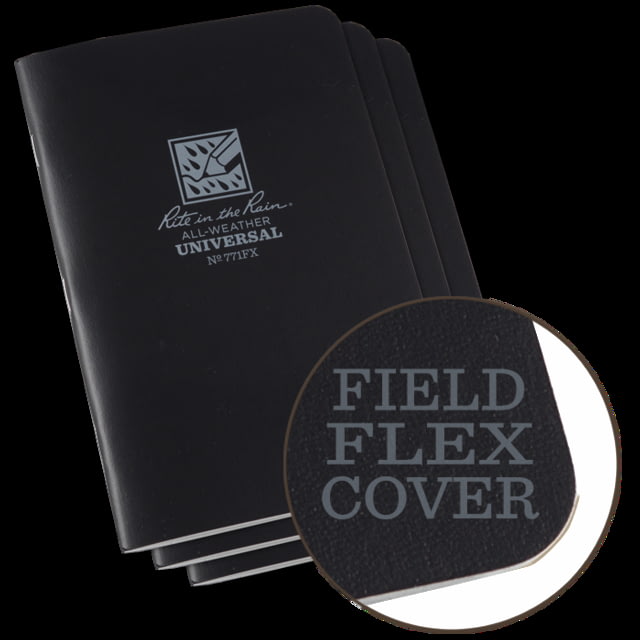 Rite in the Rain Stapled Notebook - Universal - Black - 3 Pack Black 4/5/8 x 7