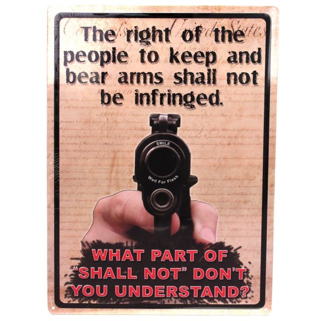 River's Edge 12in.x17in. Weatherpoof Rolled Edge Tin Sign The Right To Keep and Bear Arms 184655