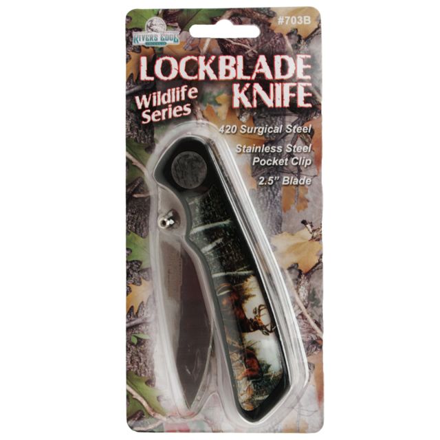 River's Edge Blister-Packed Folder Knife Camo Deer 2.5in. Blade 184211 - River's Edge