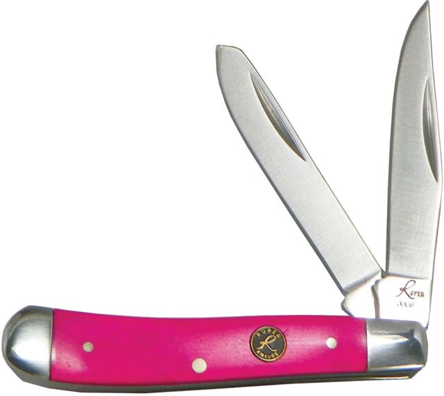 Roper Knives Pink Sky Peanut Folding KnifeStandard EdgeClip and Spey Pink Bone Handle - Roper Knives