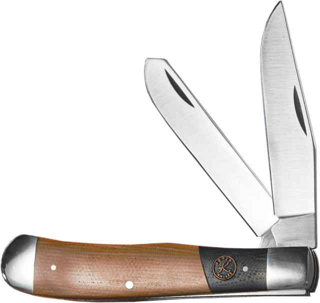 Roper Knives Rattler Trapper Folding Knife Satin finish 1065 carbon steel clip and spey blade Black and tan micarta handle - Roper Knives