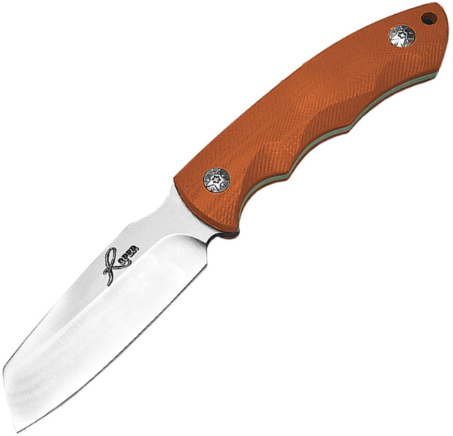 Roper Knives Razor Fixed Blade Orange Knife 3" satin finish 1065 carbon steel blade Orange G10 handle - Roper Knives