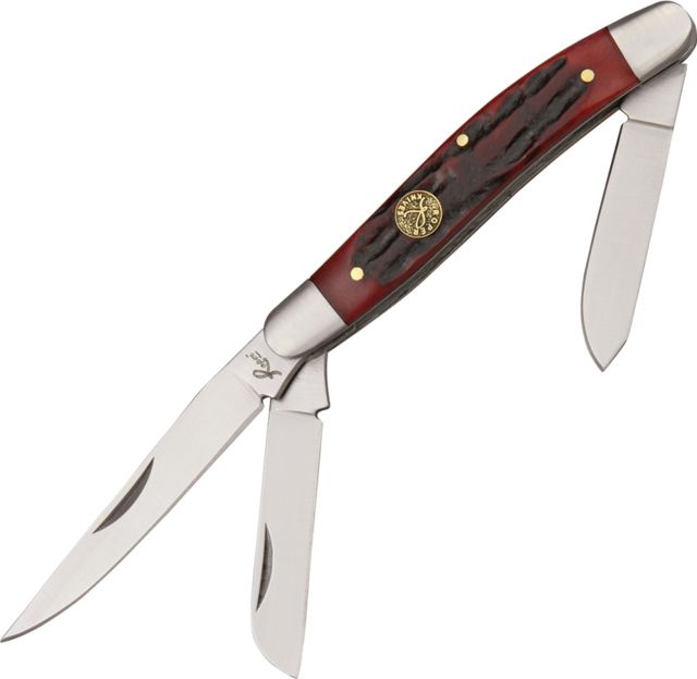 Roper Knives Stockman Chaparrel Red Wood Handle Folding Knife