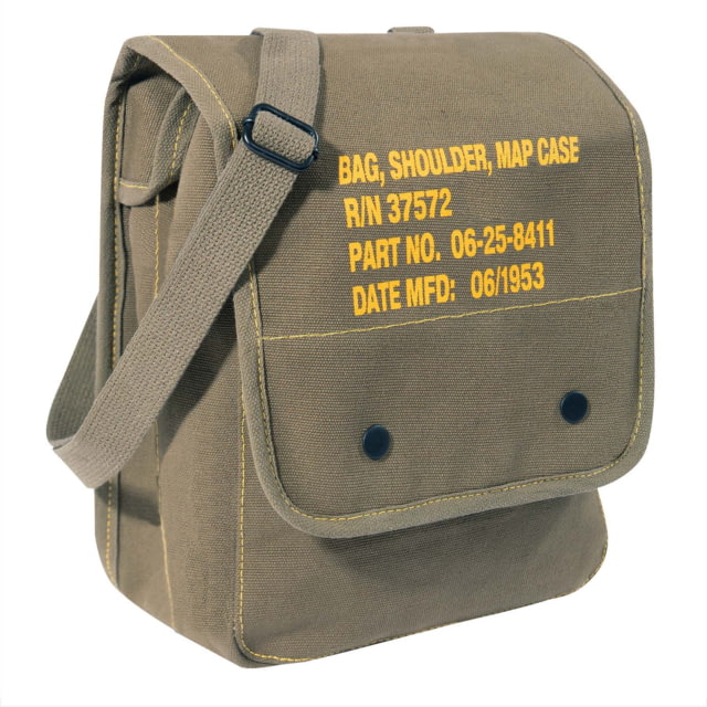 Rothco Canvas Map Case Shoulder Bag w/ Military Stencil 12in x 8 1/2in x 4 1/2in - Rothco