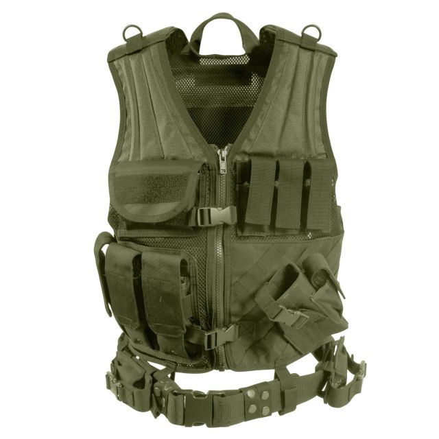 US Rothco Cross Draw MOLLE Tactical Vest, Olive Drab, 4591-OliveDrab-Regular Tech Data