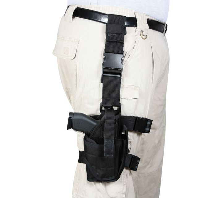 Rothco Deluxe Adjustable Drop Leg Tactical Holster Ambidextrous Black - Rothco