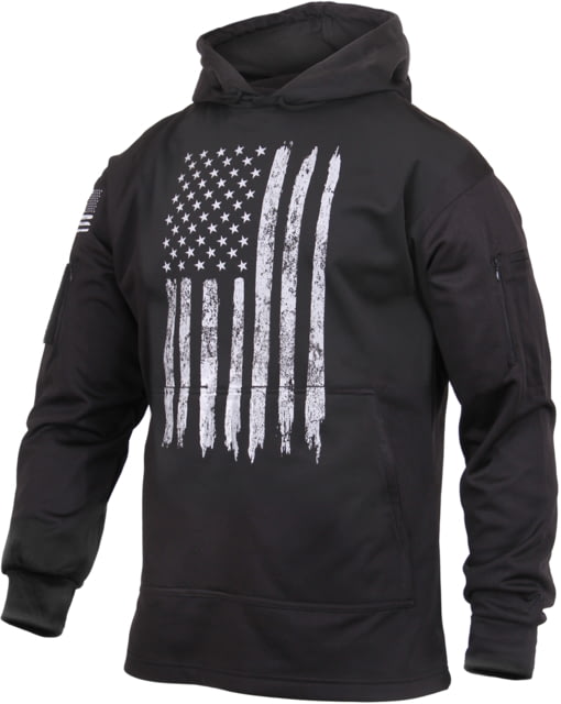 Rothco Rothco Distressed US Flag Concealed Carry Hooded Sweatshirt Men's Black Extra Large - $41.99 at Optics Planet