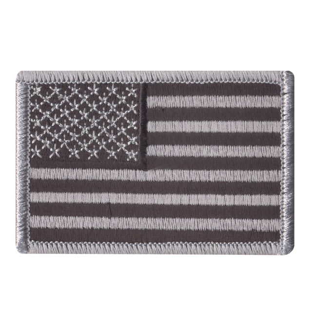 Rothco Iron On / Sew On Embroidered US Flag Patch Black/Silver BlackSilver-Normal - Rothco