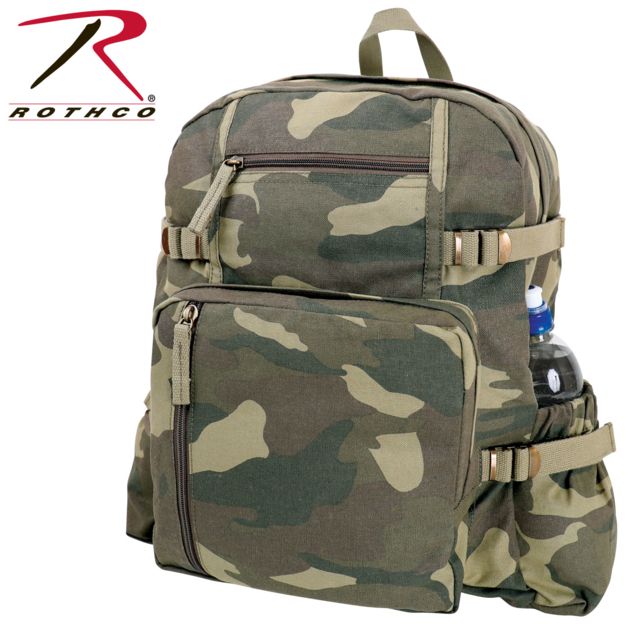 Rothco Jumbo Vintage Canvas Backpack Woodland Camo WoodlandCamo - Rothco