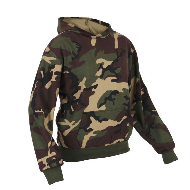 Rothco Rothco Camo Pullover Hooded Sweatshirt - Kid's Extra Small Woodland Camo - $25.99 at Optics Planet