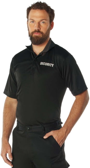 Rothco Moisture Wicking Security Polo Shirt - Mens Black w/White Lettering 4XL