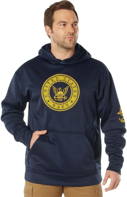 Rothco Rothco Navy Emblem Pullover Hooded Sweatshirt - Mens Navy Blue Small - $49.99 at Optics Planet