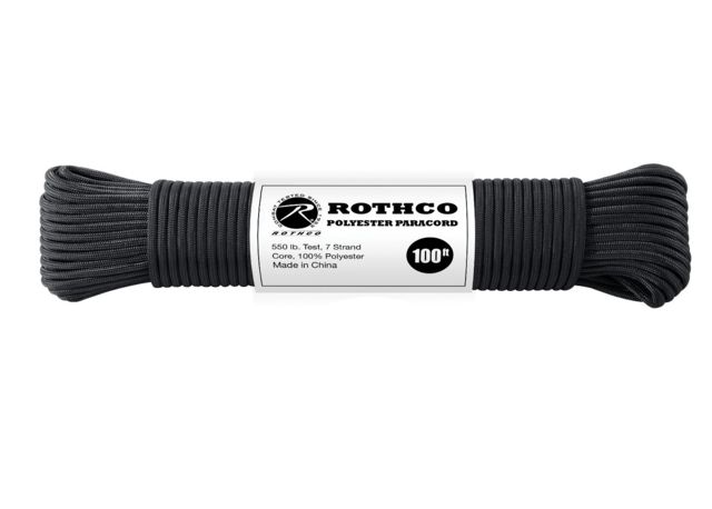 Rothco 550lb Type III Polyester Paracord Black 50 ft Black-50