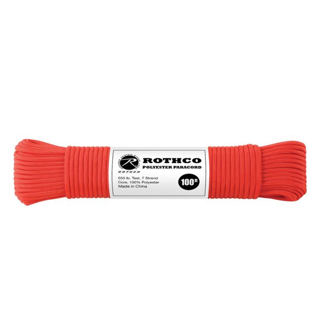 Rothco Rothco 550lb Type III Polyester Paracord Red 100 ft Red-100 - $10.99 at Optics Planet