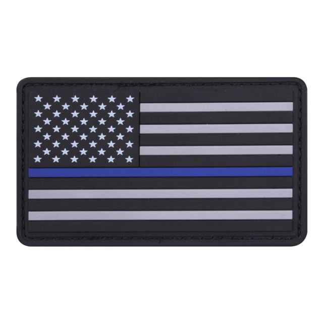 Rothco PVC Thin Blue Line Flag Patch - Hook Back Bulk Packaging BulkPackaging - Rothco