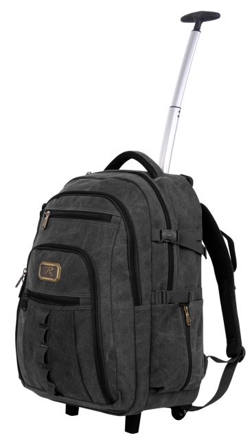Rothco Rolling Canvas Backpack Black Black - Rothco