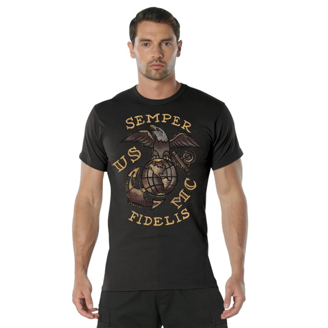 Rothco Rothco USMC Semper Fidelis T-Shirt - Men's Black Extra Large - $27.99 at Optics Planet