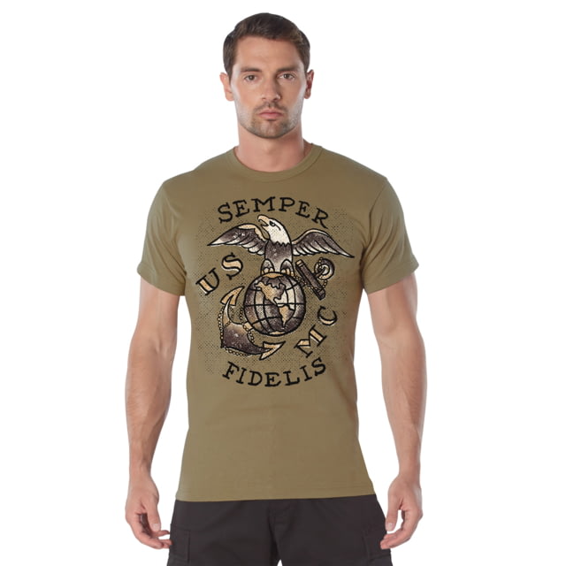 Rothco Rothco USMC Semper Fidelis T-Shirt - Men's Coyote Brown 2XL - $29.99 at Optics Planet