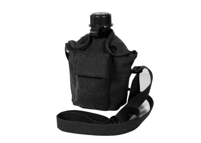 Rothco Vintage Canvas Carry-All Canteen Cover With Shoulder Strap Black 614-Black - Rothco