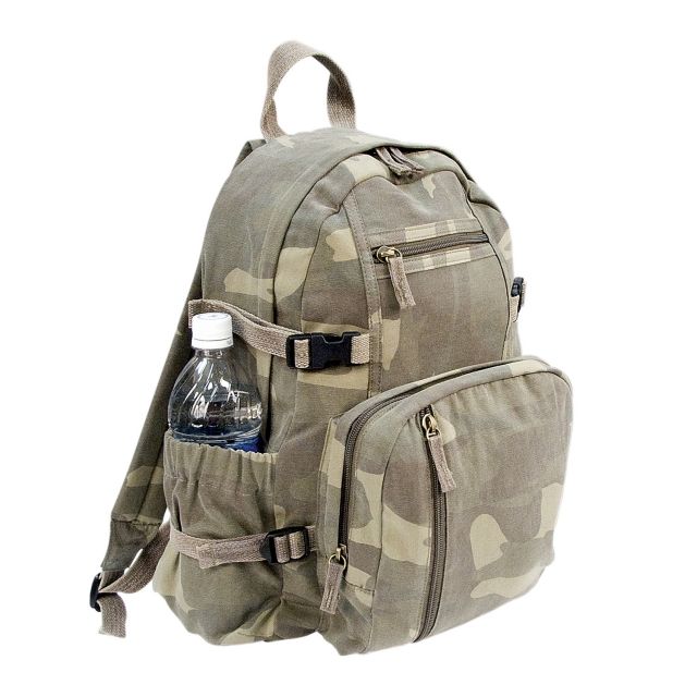 Rothco Vintage Canvas Compact Backpack Woodland Camo WoodlandCamo - Rothco