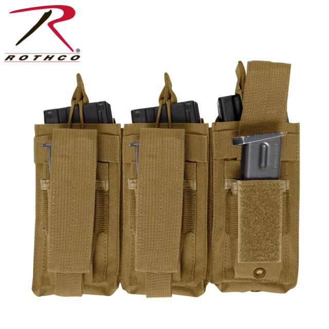 Rothco MOLLE Triple Kangaroo Rifle and Pistol Magazine Pouch Coyote Brown - Rothco