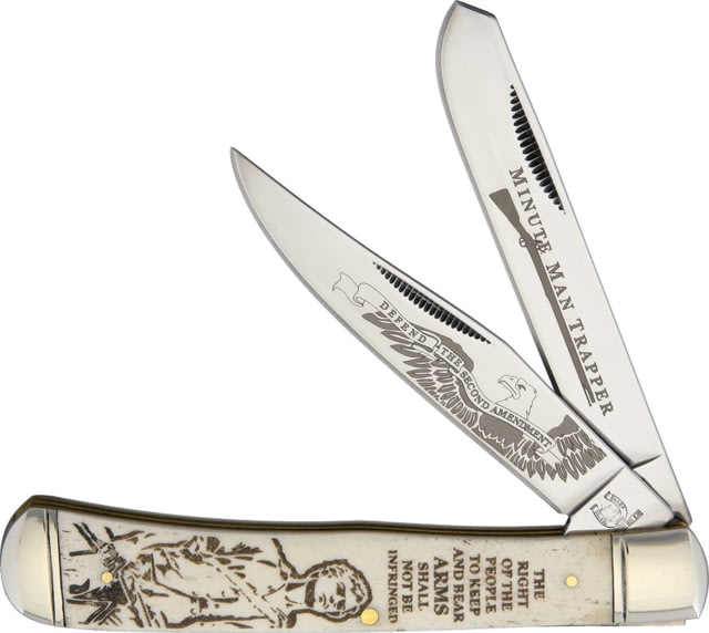 Rough Rider  Minute Man Trapper Knife SS Clip/Spey Blades White Bone Handle - Rough Rider