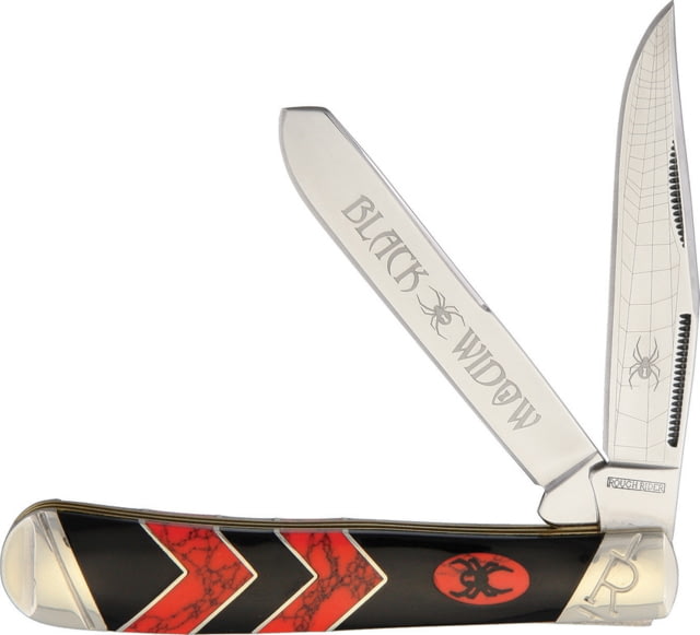 Rough Rider 1670 Widow Trapper Folding Pocket Knife Mirror 440 SS Clip/Spey Blades Smooth Synthetic Handle - Rough Rider Knives