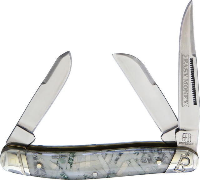 Rough Ryder 1846 Stockman Multi-Tool Knife Mirror SS Clip/Sheepsfoot/Spey Blades Blade Etching Shredded U.S Currency Handle - Rough Ryder