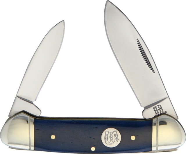 Rough Rider Blue Smooth Bone Canoe Folding Knife SS Spear And Pen Blades Navy Smooth Bone Handle KB203 BLUE SMOOTH BONE