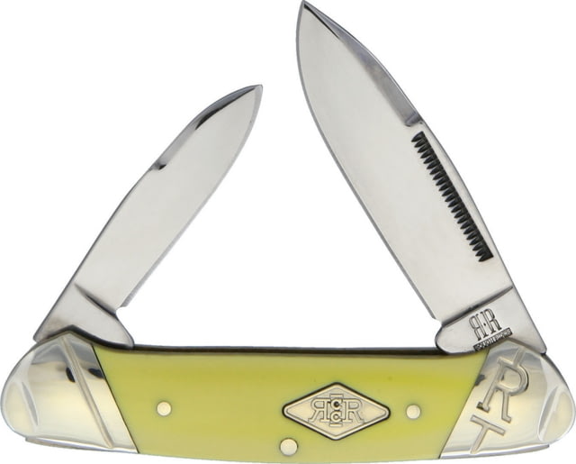 Rough Rider Canoe Yellow Carbon Folding Knife Mirror Carbon Steel Spear And Pen Blades Yellow Smooth Synthetic Handle KB203R / - Rough Rider