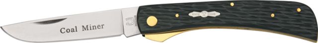 Rough Rider Coal Miner Work Fold Knife SS drop point blade Black jigged bone handle