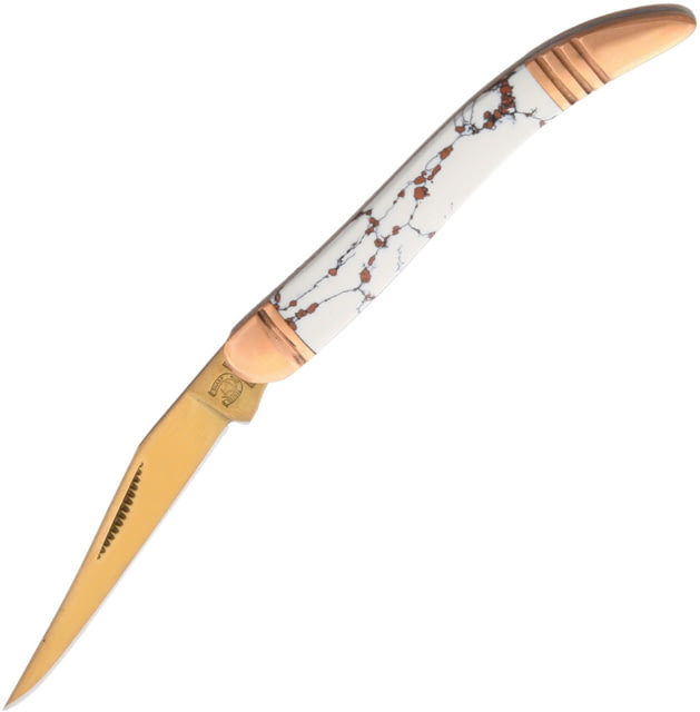 Rough Rider Copperstone Toothpick Folding Knife440 Stainless SteelStandard EdgeLong Clip Stone Handle - Rough Rider