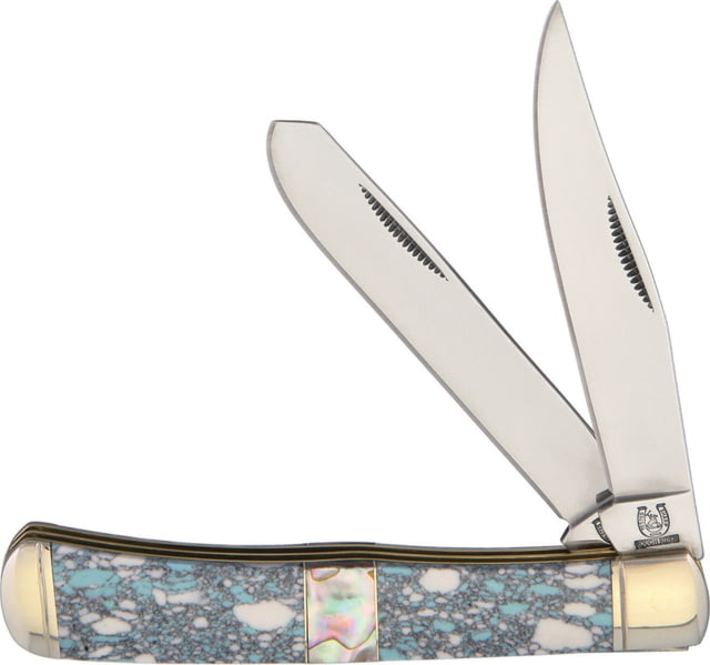 Rough Rider Crackle Stone Series Trapper Folding KnifeStainless SteelStandard EdgeClip and SpeyMirror Polish KB201 - Rough Rider
