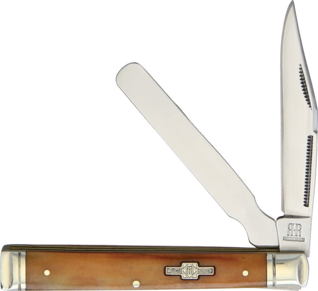 Rough Rider Doctors Knife Smooth Tobacco Folding Knife Mirror SS Clip And Spatula Blades Tobacco Smooth Bone Handle - Rough Rider