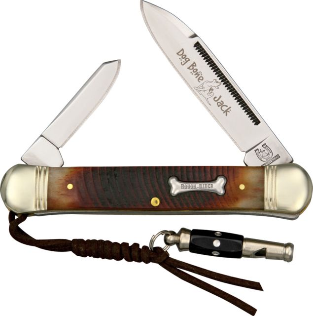 Rough Rider Dog Bone Muskrat Fold Knife SS spear and pen blade Brown sawcut bone handle RR1185 - Rough Rider