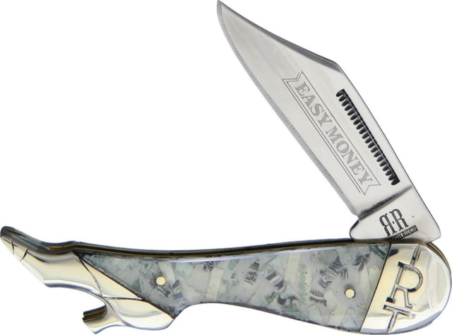 Rough Ryder Easy Money Leg Folding Knife SS Clip Blade Shredded U.S Currency Handle Each Handle Will Be Unique - Rough Ryder